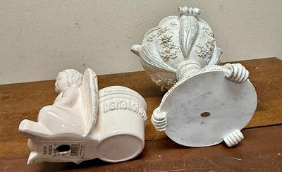 Vintage Cherub Figurine and Urn French white