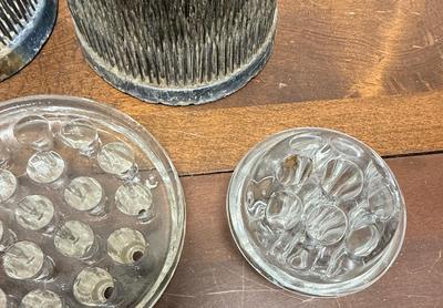 Vintage Flower Frog lot 3 - 3 glass 2 metal