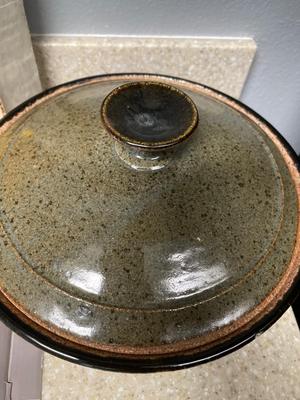 Signed casserole dish, Mikasa platter and groovy pig platter