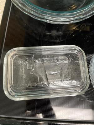 Glass plates, casserole, and covered dishes