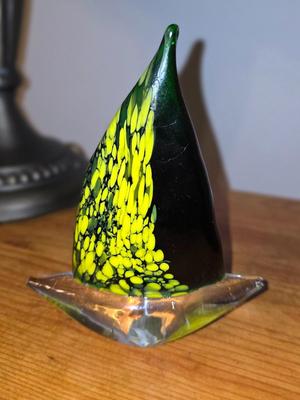 Blown Glass Sail Boat Paper Weight