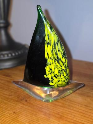 Blown Glass Sail Boat Paper Weight