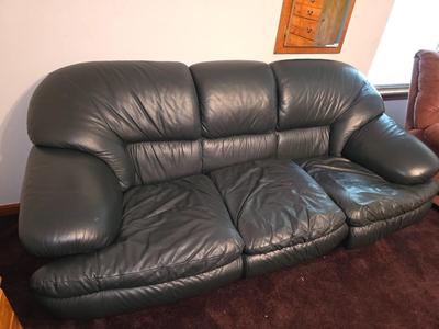 Vintage Deep Navy Blue Leather Sofa