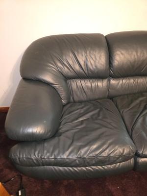Vintage Deep Navy Blue Leather Sofa