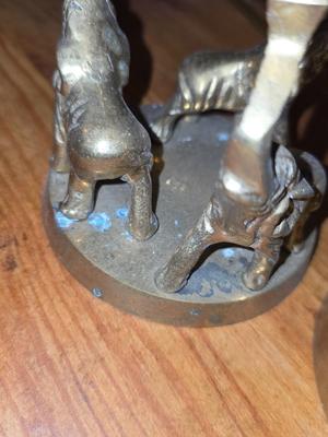 Brass Figurines. Elephants holding globes
