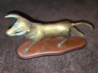 Brass Bull on Wooden stand