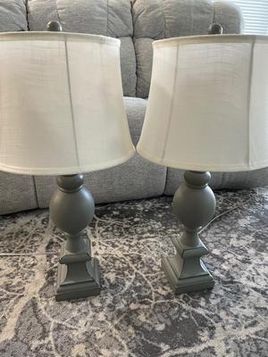Two gray lamps