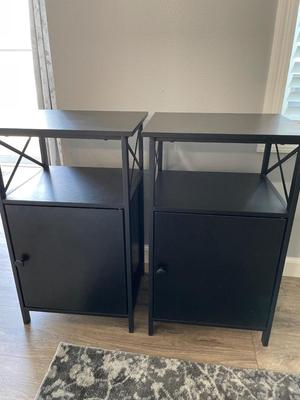 Two black end tables