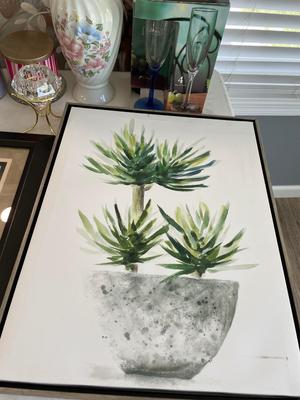 Wall art, candles, vase