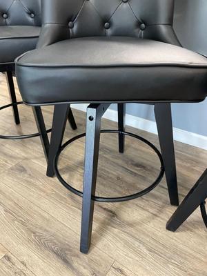 3 black vinyl swivel kitchen counter stools