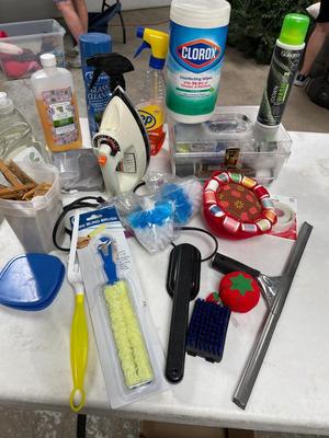 Sewing, iron, cleaners