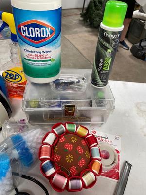 Sewing, iron, cleaners