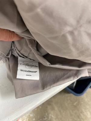 Two queen, sheet sets, blankets, pillowcases