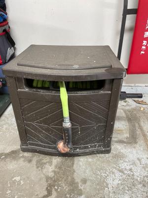 Garden hose in reel box