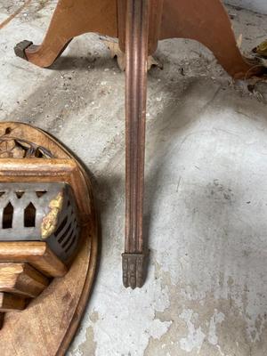 Vintage table, canvas picture needs frame and wall decor