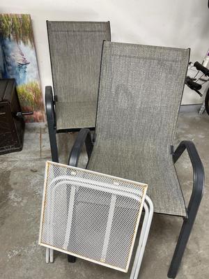 Stackable patio chairs and table