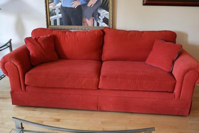 Norwalk Red Upholstered Sofa with Rolled Arms