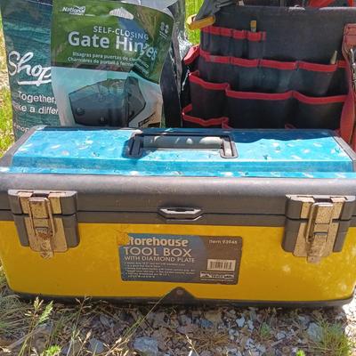 LOT 2: Garage Finds- Storehouse Tool Box and Bucket Tool Bag with Tools