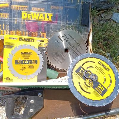 LOT 3: Angle Grinder Stand, Dewalt Drill Bits, Dewalt Saw Blades & More