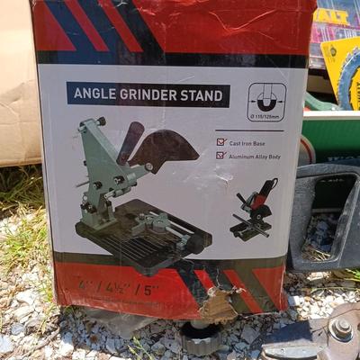 LOT 3: Angle Grinder Stand, Dewalt Drill Bits, Dewalt Saw Blades & More