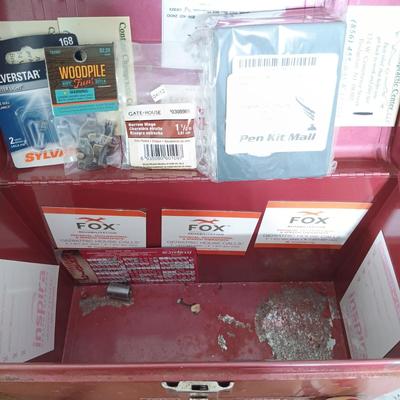 LOT 7: Vintage Acorn Chicago Tool Box with Small Anvil Vice & More