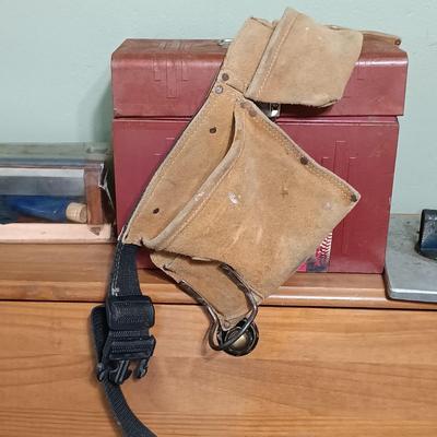 LOT 7: Vintage Acorn Chicago Tool Box with Small Anvil Vice & More