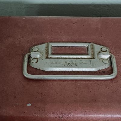 LOT 7: Vintage Acorn Chicago Tool Box with Small Anvil Vice & More