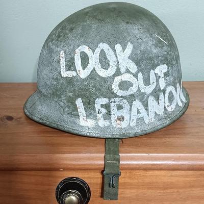 LOT 9: WWII Metal Military Helmet with Infrared Case & World War II in Headlines and Pictures 1946
