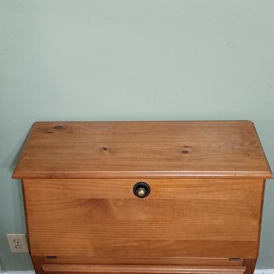 LOT 14: Rustic-Style Secretary Desk, Wood Wall Shelf, Metal Celestial Sun Wall Decor & More