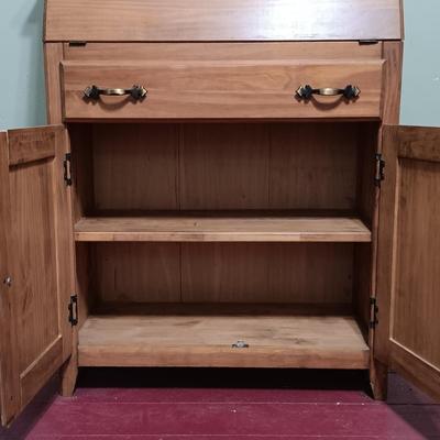 LOT 14: Rustic-Style Secretary Desk, Wood Wall Shelf, Metal Celestial Sun Wall Decor & More