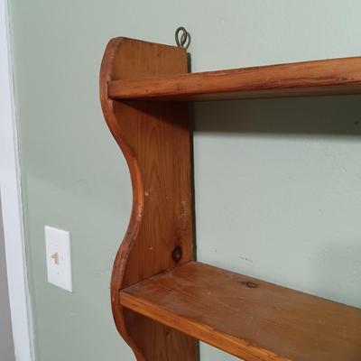 LOT 14: Rustic-Style Secretary Desk, Wood Wall Shelf, Metal Celestial Sun Wall Decor & More