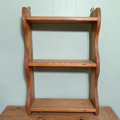 LOT 14: Rustic-Style Secretary Desk, Wood Wall Shelf, Metal Celestial Sun Wall Decor & More