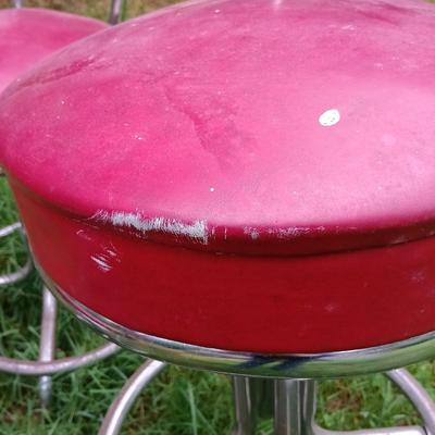 LOT 15: Set of (3) Krometal MFG Co. Chrome and Vinyl Bar Stools