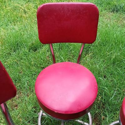LOT 15: Set of (3) Krometal MFG Co. Chrome and Vinyl Bar Stools