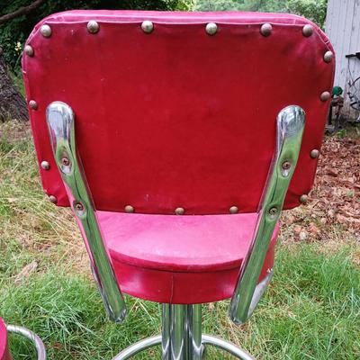LOT 15: Set of (3) Krometal MFG Co. Chrome and Vinyl Bar Stools