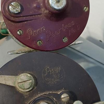 LOT 18: Penn Reel 8.5, Penn Peerless Reel No 9, Tackle Boxes with Fishing Lures and Accessories & More