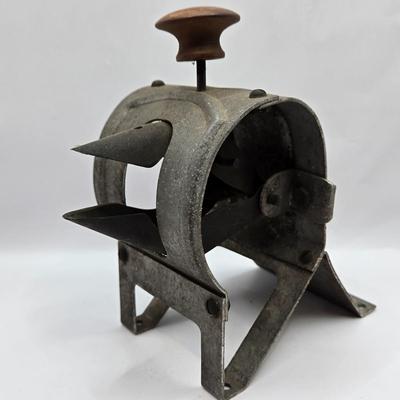 LOT 36: Vintage Kitchen Gadgets Including Hand Held Ice Crusher, Potato Masher, Cheese Graters, Can Opener, and More