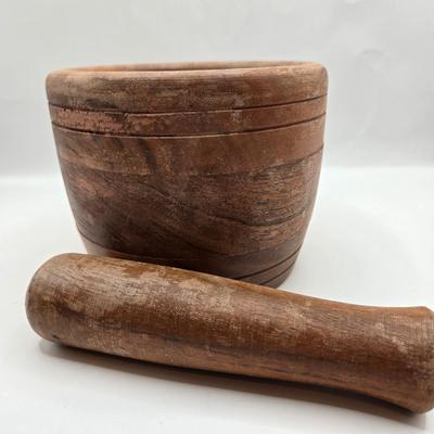 LOT 37: Kitchen Cabinet Lot Including Salt and Pepper Shakers, Vintage Coffee Pot, Coasters, Mortar and Pestle, and More