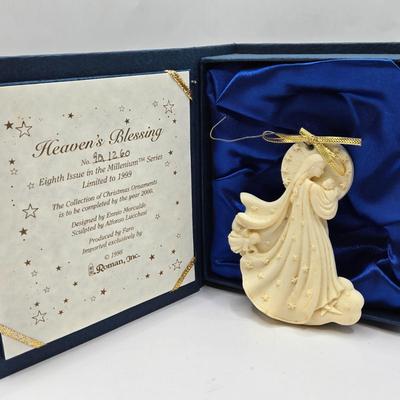 LOT 39: Limited Edition "The Millenium Ornament" by Roman, Inc., Vintage Copper/Tin Church Music Box along w/Bibles