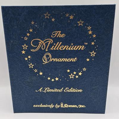 LOT 39: Limited Edition "The Millenium Ornament" by Roman, Inc., Vintage Copper/Tin Church Music Box along w/Bibles