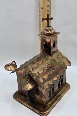 LOT 39: Limited Edition "The Millenium Ornament" by Roman, Inc., Vintage Copper/Tin Church Music Box along w/Bibles