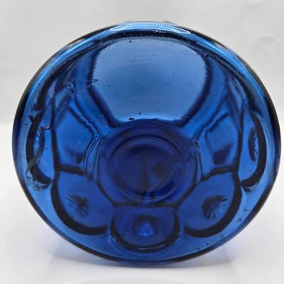 LOT 43: Look at Those Colors! Vintage Amberina Glass Scalloped Edge Pedestal Candy Dish/Bowl, Green Glass Raised Bubble Vase Bottle/Vase,...