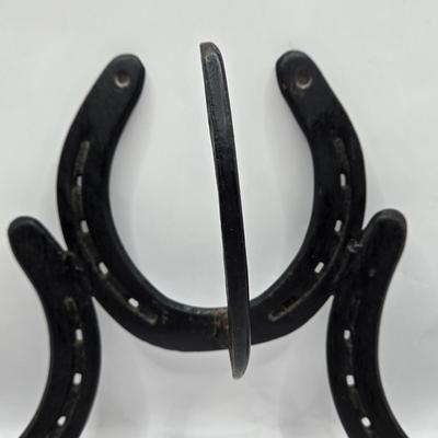LOT 47: Framed Arrowheads, Horseshoe Coat Rack. Franklin Mint Moonlight Watch Numbered Plate, and Large Arrowhead