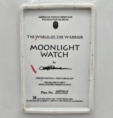 LOT 47: Framed Arrowheads, Horseshoe Coat Rack. Franklin Mint Moonlight Watch Numbered Plate, and Large Arrowhead