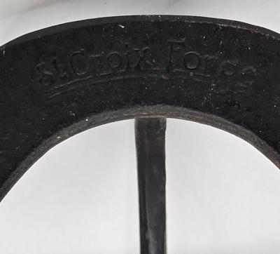 LOT 47: Framed Arrowheads, Horseshoe Coat Rack. Franklin Mint Moonlight Watch Numbered Plate, and Large Arrowhead