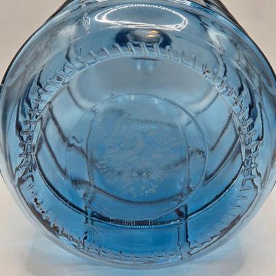 LOT 48: 3 Shades of Blue/ Fish Vase, Recycled Glass Vase, and Glass Barrel Vase