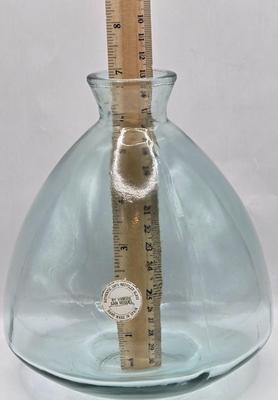 LOT 48: 3 Shades of Blue/ Fish Vase, Recycled Glass Vase, and Glass Barrel Vase