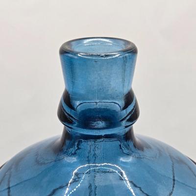LOT 48: 3 Shades of Blue/ Fish Vase, Recycled Glass Vase, and Glass Barrel Vase