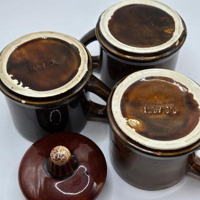 LOT 49: Various Pfaltzgraff, McCoy, and Other Brown Dripped Glaze Pottery Pieces