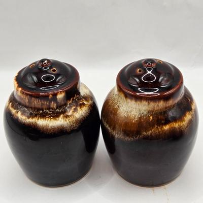 LOT 49: Various Pfaltzgraff, McCoy, and Other Brown Dripped Glaze Pottery Pieces